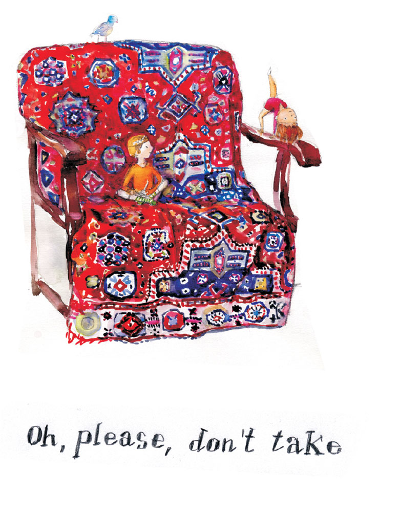 The red armchair, Illustration by Irina Dobrescu for The Prince and The Princess, Illustration