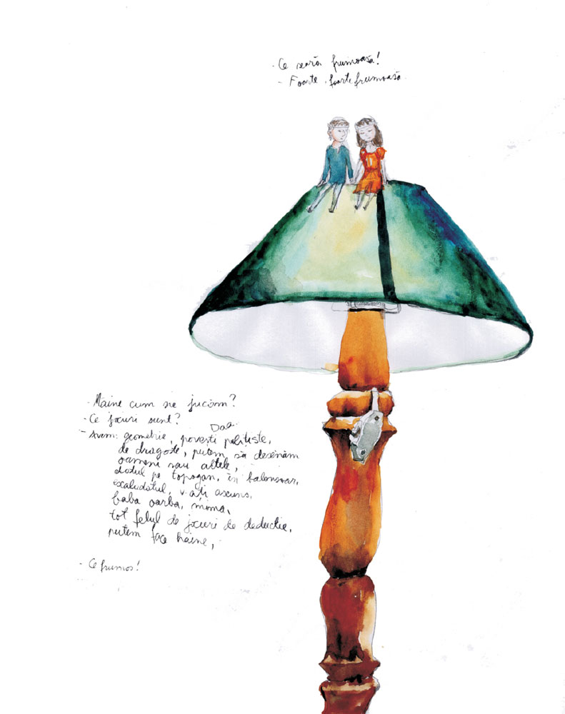 Resting on The Lamp, Illustration by Irina Dobrescu for The Prince and The Princess